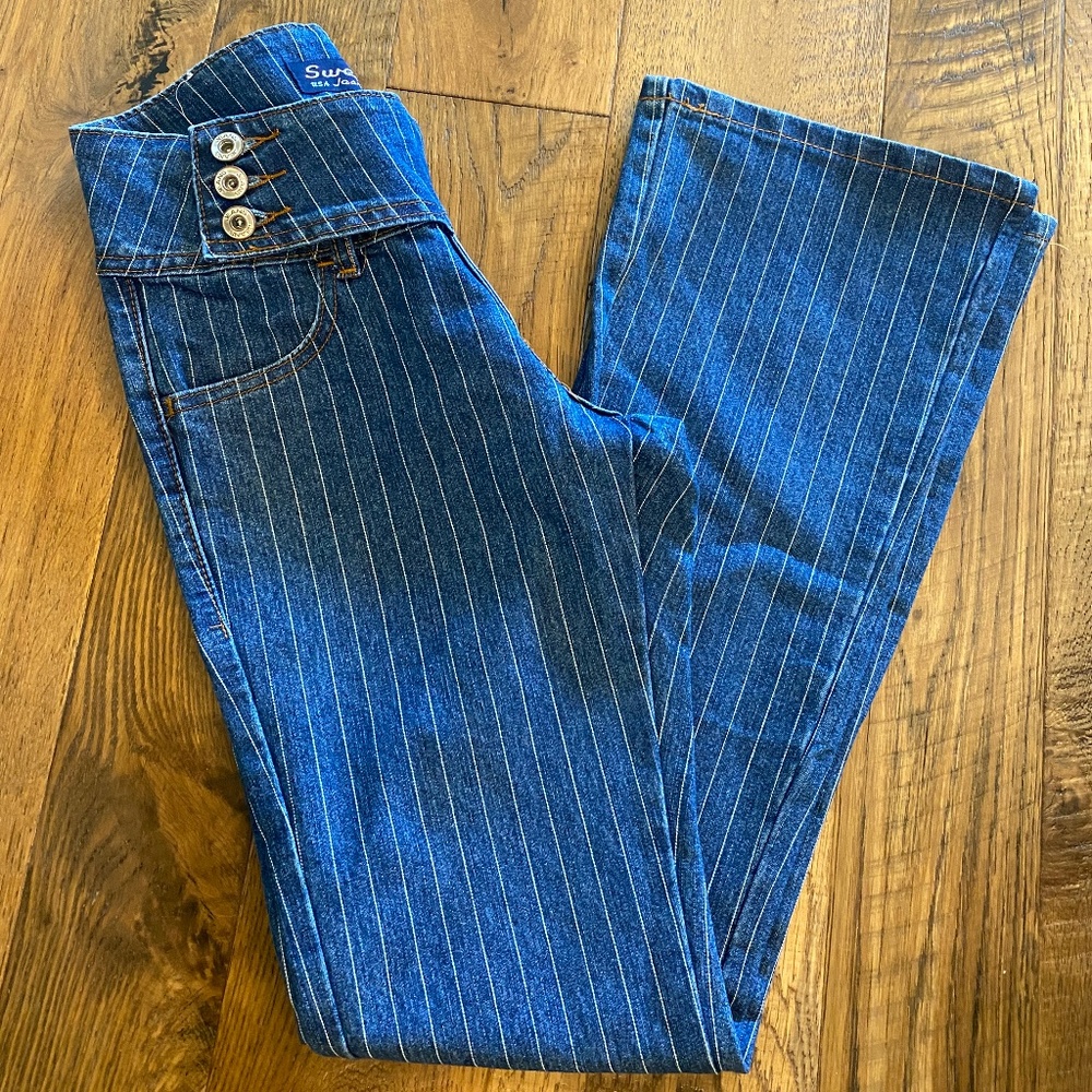 Sweet USA Jeans Pinstripe Denim Size 3/4